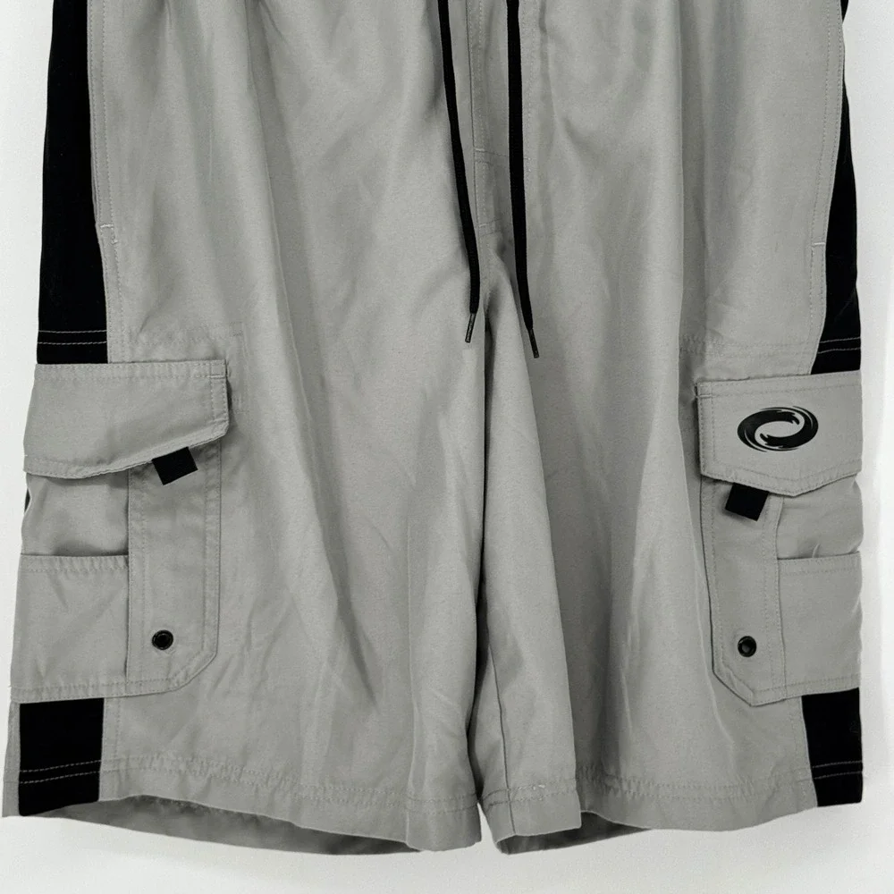 O'Rageous Mens Side Taped Cargo Board Shorts‎ Griffin Gray Black Size Large New